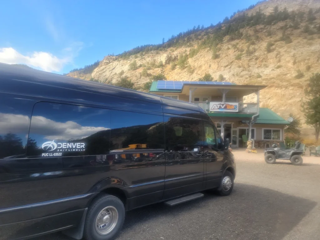 Limo carrying Bachelorette & Bachelor Group to ATV Tours Colorado